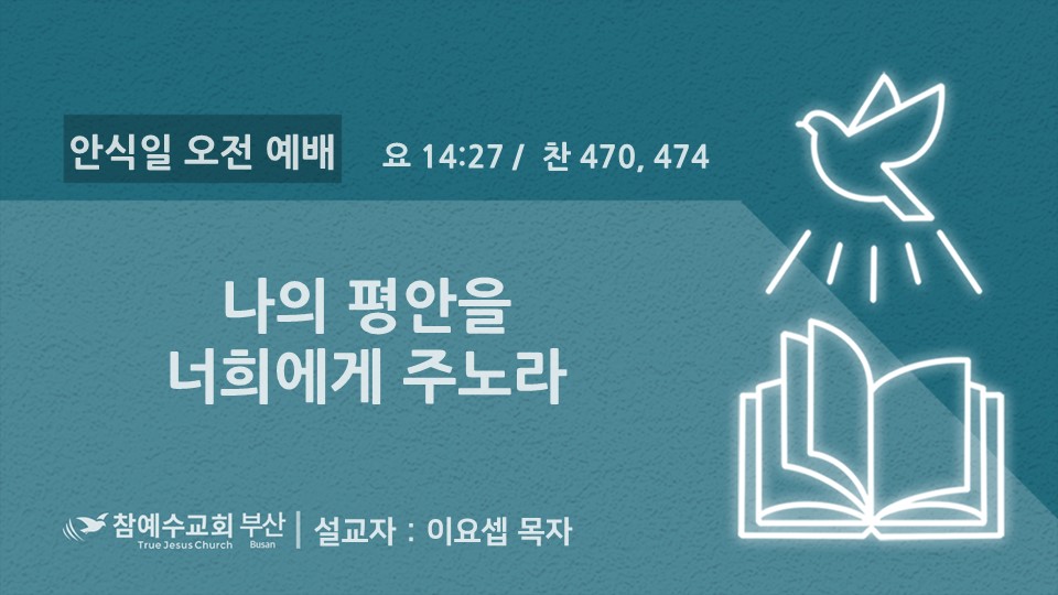 [복음 메세지] 나의 평안을 너희에게 주노라 (요 14:27)